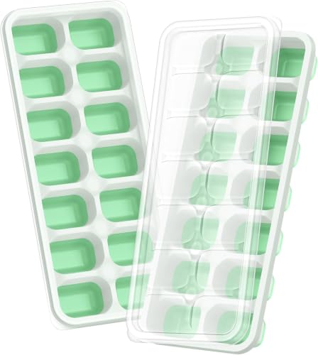 Image of ChefAide 2 Pack Ice Cube Tray, Silicone Ice Cube Trays for Freezer with Lid