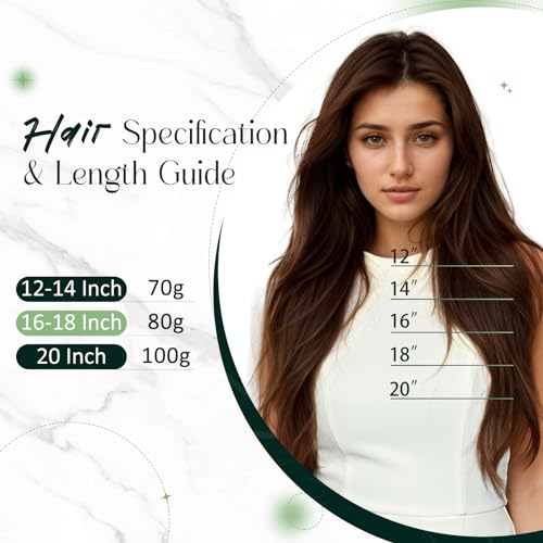 Extensiones con hilo invisible de pelo natural marrón oscuro de 20 pulgadas y 100g 5
