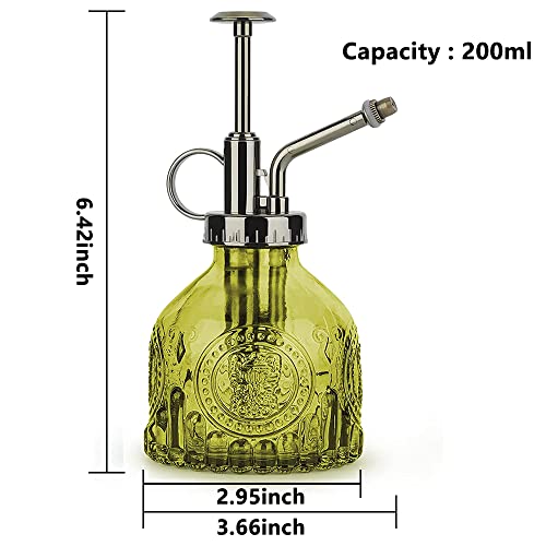 KoGiio Spuitfles voor planten, glas, 200 ml, retro reliëf, plantensproeier met pomp, geavanceerde bloemenverstuiver, drukspuit voor balkon, kleine tuinplanten, binnen, huis of kantoor, groen - Afbeelding 5