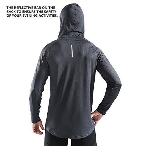 Gerlobal Mens Gym Workout Active Muscle Bodybuilding Long Sleeve Hoodies Casual Hooded Sweatshirts Dark Grey,Large