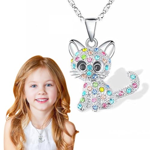 Kette Mädchen, Süße Katze Halskette für Mädchen, Katze...