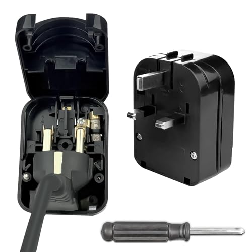 Eu to UK plug Adapter with Screwdriver, 2 Pin to 3 Pin Adapter Euro to UK Plug 13A Fused, Euro to UK plug Adapter, (Black)