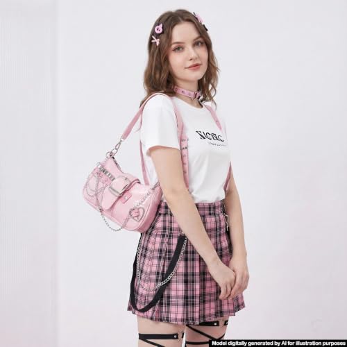 Image of Cute Y2k Purse for Women, Star Embroidery Pattern with Chain Strap Shoulder Bag, Goth Style Cute Mini Purse