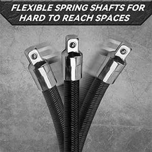 Ftihtry 3-Piece Flexible Socket Extension Bar Set 1/2 Inch 1/4 Inch 3/8 Inch Shaft Drive 10 Inch 8 Inch 6 Inch thumb #5