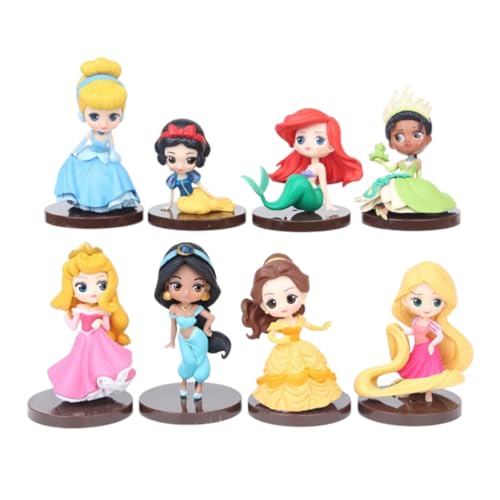 8 Pcs Princesses Figures Set Figurines Table Decorations Birthday Party Decorations Cake Toppers Car Desktop Room Decor