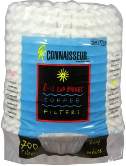 Connaiseur 8-12 Cup Basket Coffee Filters, 700 Count (Pack of 2) – Oxygen-Cleansed, White