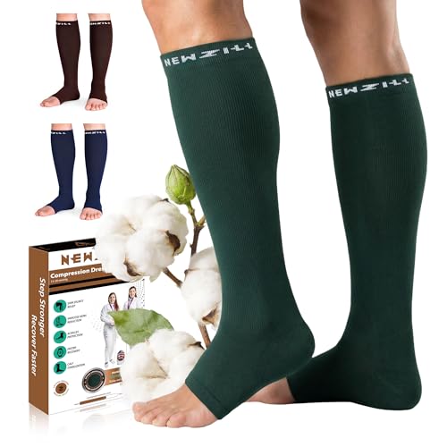 NEWZILL Open Toe Compression Socks for Women & Men, 20-30 mmHg, 1 Pair