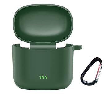 Pouch for bAot Airdope 431 with LED Light Indicator Protective Soft Silicone Case Cover with Hook (Cover Only) (This Cover is Not Sold Or Created by Boat) (Green-Plain)