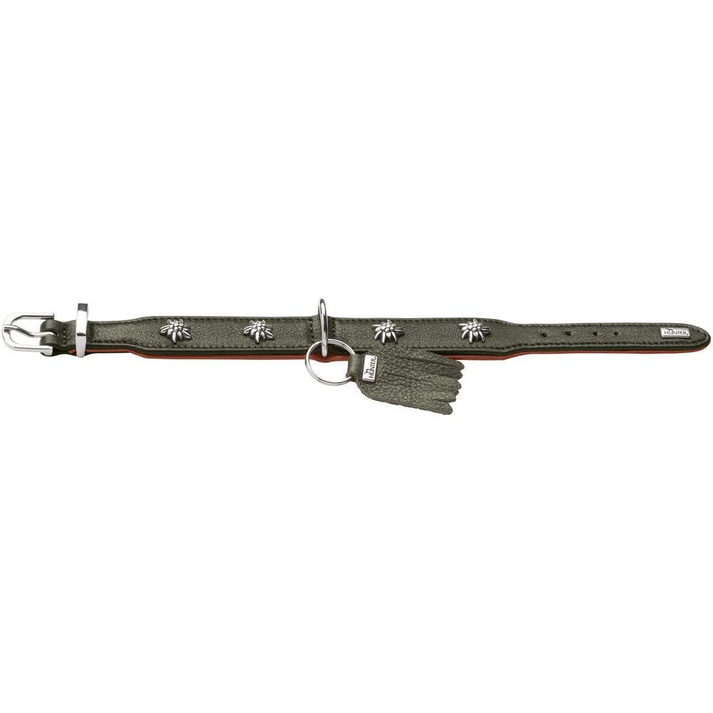 HUNTER Munich Dog Collar Colour: Green/Cognac, Leather, Elegant Costume Details, Soft and Robust, Fur Friendly, Luxurious, Ecologically Produced, Sustainable, Made in Germany, Size: 37 - Image 3