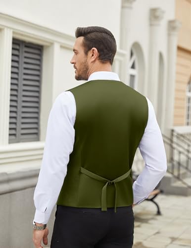Coofandy Men'S Formal Waistcoat Business Casual Dress Wedding Vest Big And Tall, Army Green thumb #2