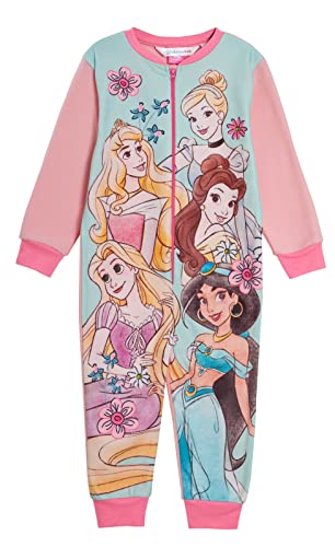 Disney Pijama de princesa para niñas, de forro polar, todo en uno, con cremallera, ropa de...