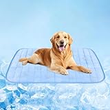 RIOGOO Dog Cooling Mat,Dog Blanket Washable,Cool Fabric & Internal Waterproof Cooling Pad (Blue, X-Large (40x30 inch))