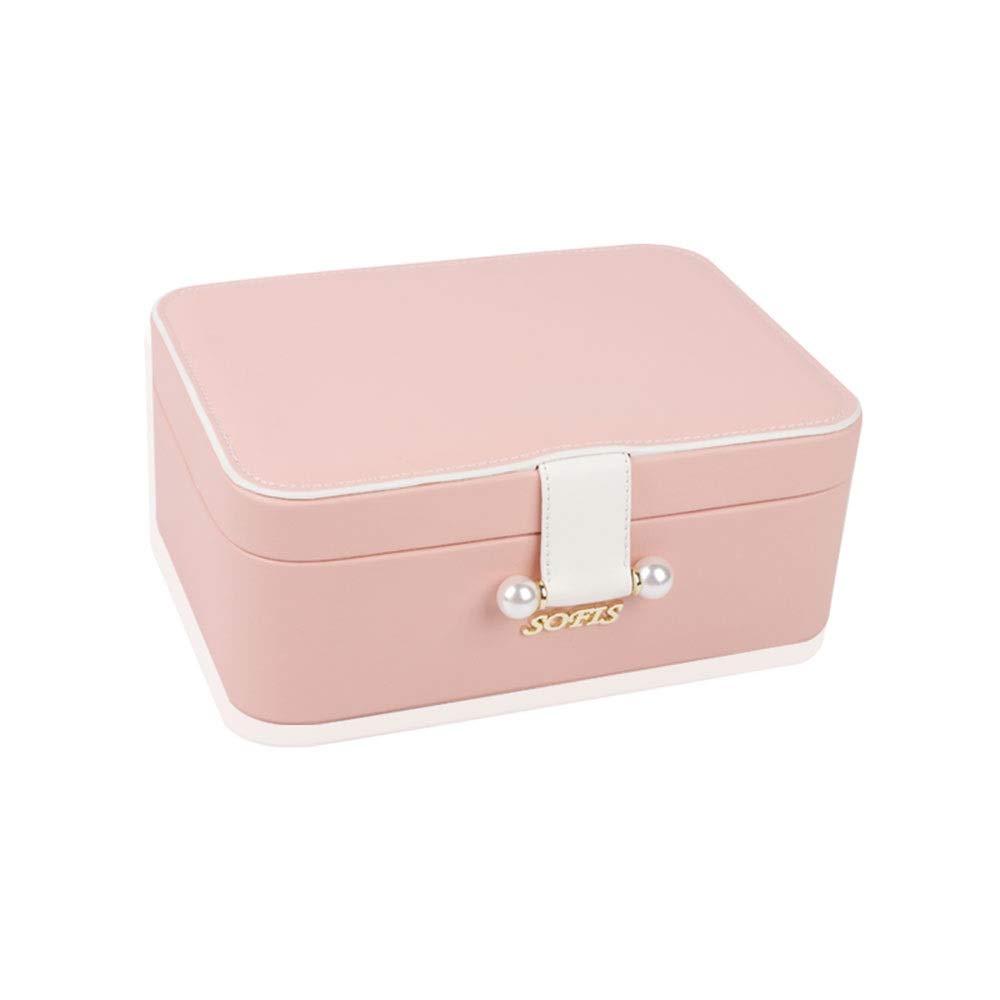YLING Dustproof Jewelry Box Jewelry Storage Box Multi-layer Princess European-style Simple Earring Storage Box Watch Bracelet Gift Girl Necklace Pink (Color : Pink)