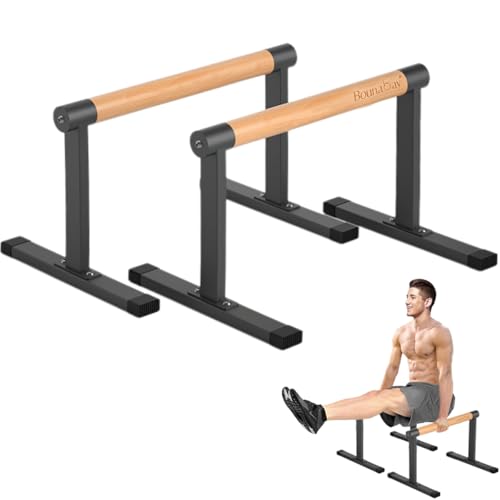 Wooden Parallel Bar and Dip Bar with Thick Beech Handles, Push-up Bar, Rock-Free Fitness Equipment...