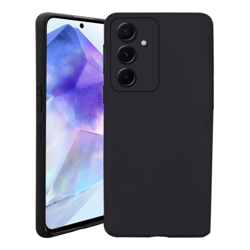 Image of amazon basics Protective Mobile Cover (Soft & Flexible Back Case) for Samsung Galaxy A55 5G-TPU-[Black]