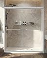Shower Door 56-60'' W x 72'' H Semi-Frameless & Double Sliding, 1/4 inch (6mm) Thickness Clear Tempered Glass for Walk-in Shower,Brushed Nickel