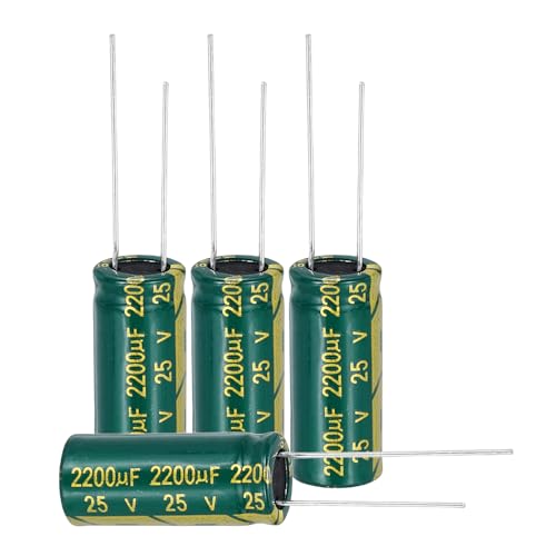 Image of sourcing map 50Pcs Electrolytic Capacitor High Frequency 2200UF 25V with Aluminum Radial Leads 10 x 25mm High Ripple Current Low Impedance