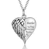 Qikafan Cremation Jewelry for Ashes Engraved Your Wings were Ready but My Heart was Not Heart Urn Necklace Memorial Pendant (TX-Brother)