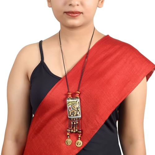 Image of AAKRITI ART CREATIONS Handcrafted Tribal & Brass Necklace Collection | Floral, Leaf & Elephant-Inspired Artisan Jewelry | Dhokra, Glass & Ethnic Statement Necklaces for Women