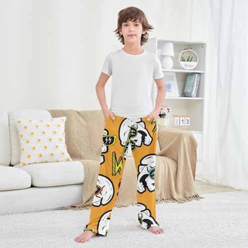 Abstract Skull Boys Pants Boys Athletic Pants Long Pant for Boywith Pockets Wide-Leg Size 6-14Y 6