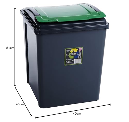 Whatmore 124595 50L Recycling Bin & Lid - Graphite/Green - Image 2