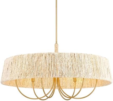 Minka Lavery 3606-732 Hellia 6 Light 36" Wide Multi Light Pendant - Legacy Brass with Natural Abaca Rope