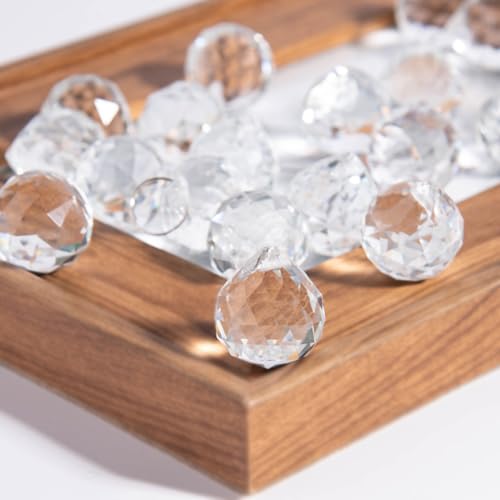 cozyou 20 Pcs 20mm Clear Crystal Prism Pendant Hanging Crystal Feng Shui Ball Prism Pendant Suncatcher Ball for Wedding Christmas Birthday Window Decoration