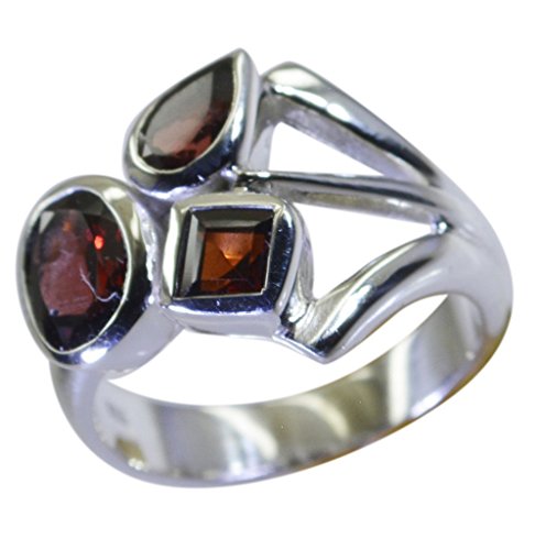 Bague grenat véritable en argent sterling 925 style clos - 5