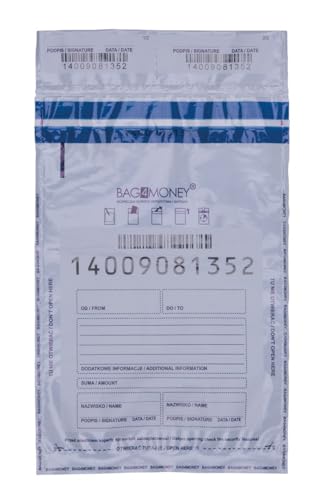OFFICE PRODUCTS Safebags Sicherheitsbeutel / 50 Stück/weiß/blickdicht/ B5/ 190x260 mm/ausbruchsicher/für den Transport von Bargeld und Wertsachen/einzeln nummeriert