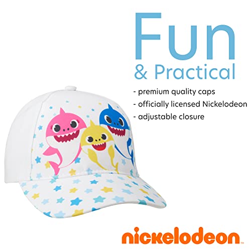 Nickelodeon Toddler Boys? Baby Shark Hat ? 2 Pack Adjustable Baseball Cap, Size 2-4T, Baby Shark White/Blue #TOP2