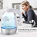 Electric Tea Kettle, Cordless Glass Pot 1.7 Liter, Stainless Steel White, Fast Boiling Hot Water Teapot with Automatic Shut Off - LED Light, BPA-free best for Home Kitchen and Office Use.