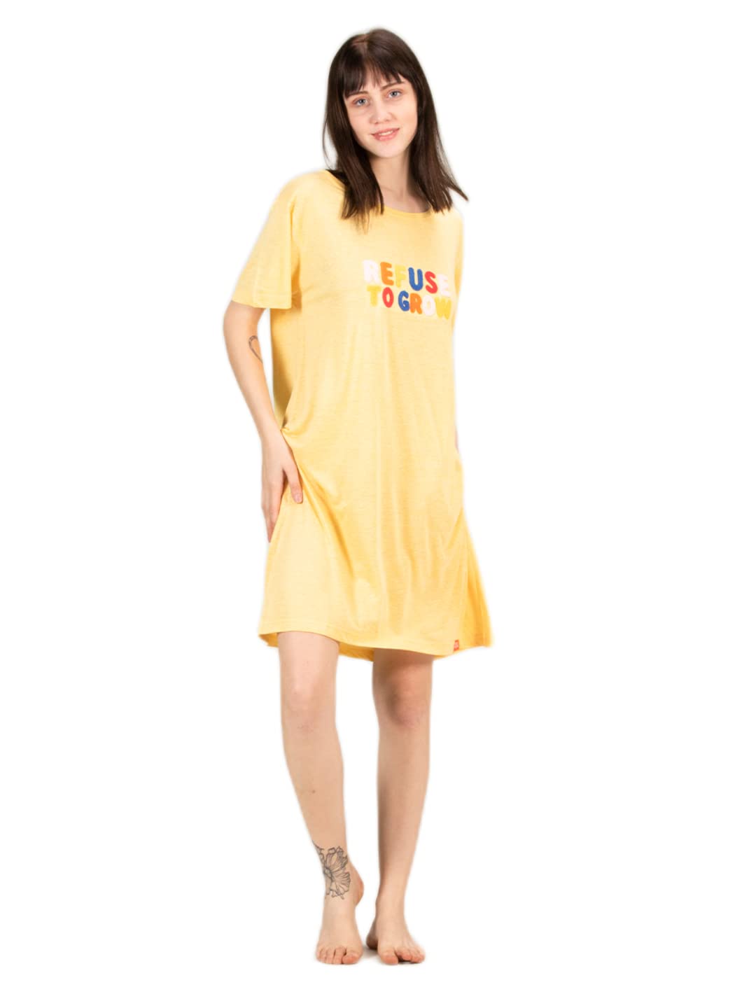 Evolove Women’s Cotton Knee Length Short Night Gown Nighty Dress with Pocket, Super Soft Comfortable (SNG-Cotton)