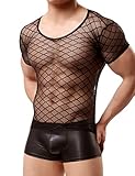 Arjen Kroos Herren Muskel Transparent Shirts ärmellos Sexy Netz Unterhemd - Schwarz