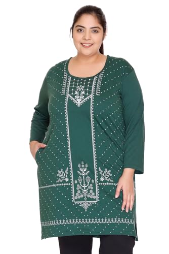 Image of In Love Women's Plus Size Printed Long Tops, Round Neck 3 /4 Sleeve Relaxed Fit Longline T-Shirt Tunic