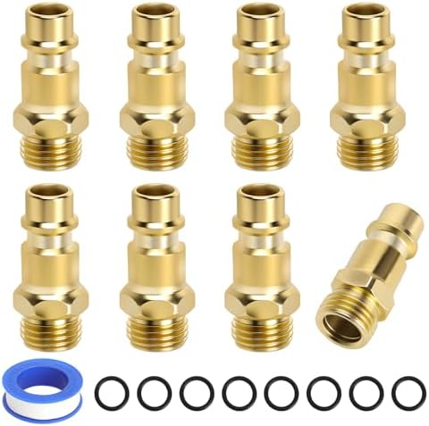 8 Piezas 1/4" BSP Euro Roscas Exteriores Racor Rápido Aire Comprimido, Conexión Neumática con Juntas y Cinta PTFE, Acople Rápido Neumático para Compresores Aire Pintura Automóviles