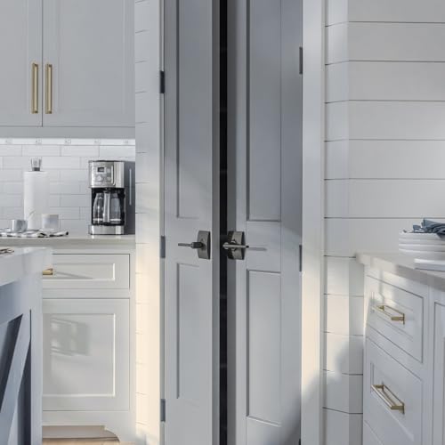 Image of SCHLAGE Latitude Non-Turning Dummy Door Handle, Reversible, Matte Black | Non-turning dummy lever door handle with no latch or lock, Decorative pull, One sided, Easy to install, Certified durability