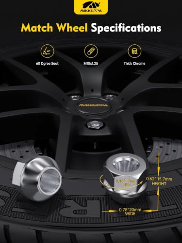 Image of MIKKUPPA M10x1.25 ATV Lug Nuts, Chrome Open End Conical Bulge Seat Lug Nuts | 16PCS 17mm Hex, Replacement for Polaris Sportsman Can-Am Commander Maverick Outlander Renegade Honda TRX Kawasaki Wheel