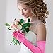 Lansian Women's 22'' Long Satin Gloves Rose Red Elbow Length 1920s Opera Bridal Dance Gloves For Evening Party Opera Costume, Rose Red