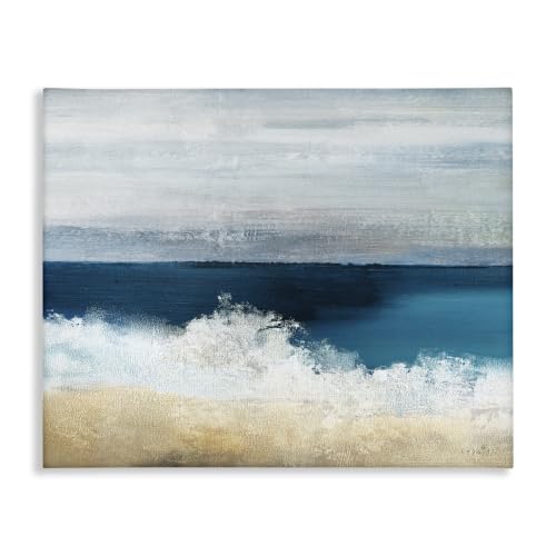 Stupell Industries Beach Waves Crashing Foam Panoramic Ocean View, Design by Sophie 6, 20 x 16, Gallery Wrapped Canvas