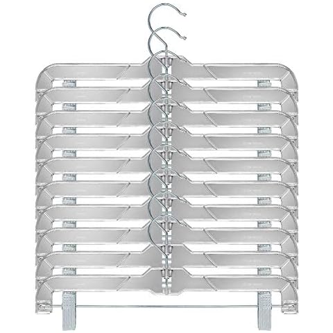 Perfecasa Clear Plastic Skirt & Pants Hangers 20 Pack, Clips Hanger for Pants, with Strong Metal Clips, Skirts, Trunks, Acrylic Hangers, Heavy Duty Vics 5131 Apparael Store Hangers Cover
