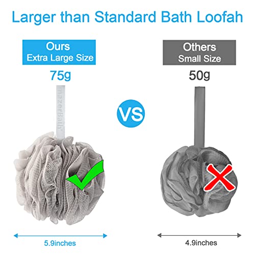 AmazerBath Loofah Sponge 75g/Piece, Exfoliating Bath Sponge Body Scrubber - Loofa Set of 4 Neutral Colors (Large) - Thumbnail 6