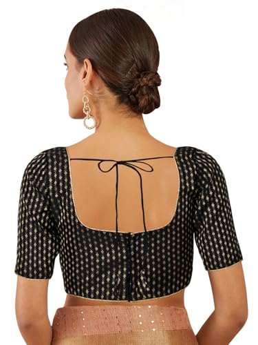 Chandrakala Women's Readymade Saree Blouse Elbow Length Sleeves (B225-P)2