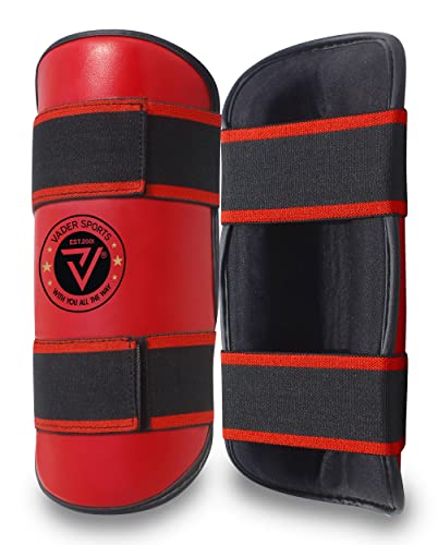Red shin pads semi contact kick boxing shin protector shin guards MMA Kids kickboxing shin pads, Adult Martial Arts shin
