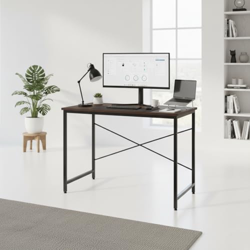 Image of Amazon Brand - Solimo Wood Computer Table for Home | Desktop Office & Study Table | Laptop Table | Crysta Dark Oak | 61 cm x 92 cm x 76 cm | Brown