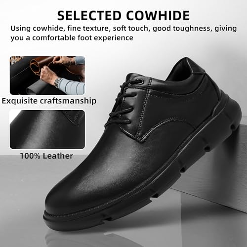 Mens Orthopedic Wide Business Leather Dress Shoes - Arch Support Plantar Fasciitis Formal Wingtip Oxford - Comfortable Casual Orthotics Flat Feet Patent Tuxedo Sneakers for Foot and Heel Pain Relief3