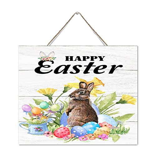 Plaque murale en bois Happy Easter décoration intérieure bureau - 2