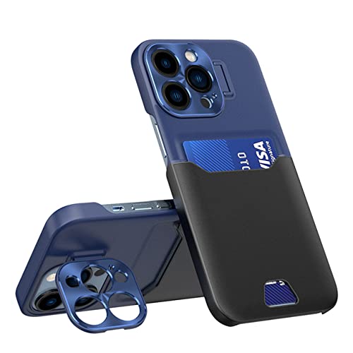 Étui portefeuille iPhone 13 Pro Max avec porte-carte et protection caméra bleu