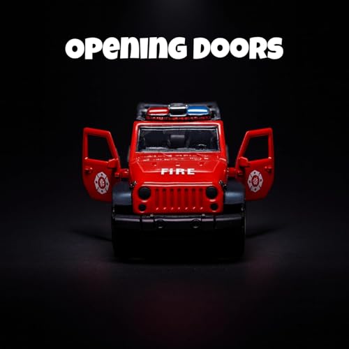 Image of Amisha Gift Gallery Diecast Jeep Open Thar Fire Ambulance Toy Car for Kids | 1:36 Scale Model, Metal, Pull Back, Sports Car, Boys