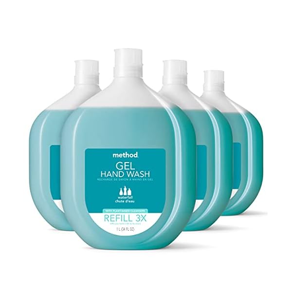 Method Gel Hand Soap Refill, Waterfall, Recyclable Bottle, 34 oz, 4