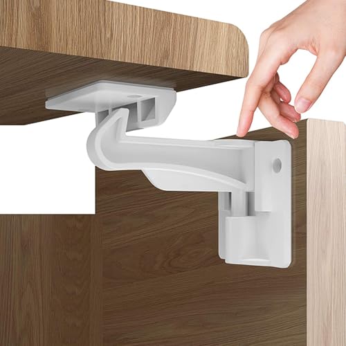 10 Pack Upgraded Invisible Baby Proofing Cabinet Latch Locks – No Drilling or Tools Required, Strong Adhesive, Works with Countertop Overhangs, Secure Child Safety Locks for Cabinets & Drawers
